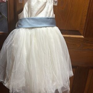 Elegant Cream and Blue Tulle Dress